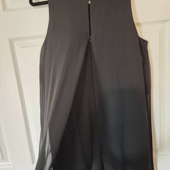 Tahari Black Jumpsuit size 12 - Arthur Levine designer Polyester Pearl Collar - Picture 5 of 7